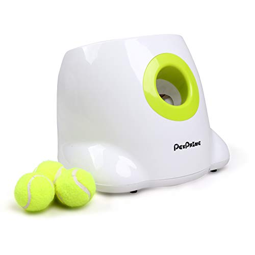 PetPrime Dog Automatic Ball Launcher Dog Interactive Toy Dog Fetch Toy Pet Ball Thrower Throwing Game 3 Tennis Balls Tennis Ball Launcher for Dogs Included Launch Distance 10ft 20ft 30ft (Pattern 2)