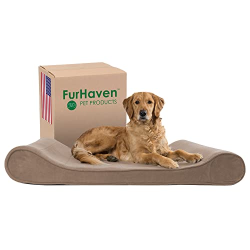 Furhaven XL Orthopedic Dog Bed Microvelvet Luxe Lounger w/ Removable Washable Cover - Clay, Jumbo (X-Large)