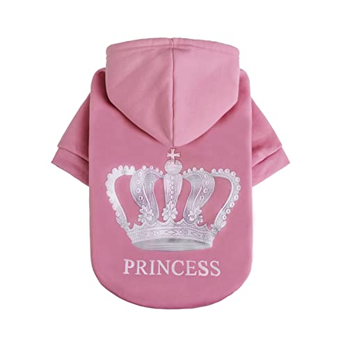 EXPAWLORER Princess Dog Cat Fleece Sweatshirt Hoodies , Pink, Small