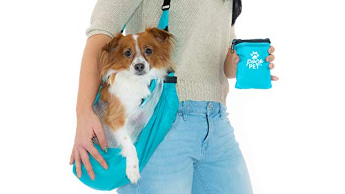 PocoPet Small Dog Sling Travel Carrier | Fits in Your Pocket | Mesh Ventilation, Adjustable Strap, Holds Dogs Up to 10 Pounds | Bright Blue | Amazon