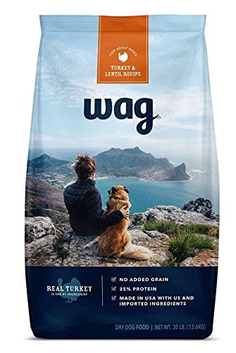 Amazon Brand - Wag High Protein Dry Dog Food Turkey & Lentil Recipe, Grain Free (30 lb. Bag)