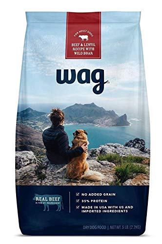 Amazon Brand - Wag High Protein Dry Dog Food Beef and Lentil Recipe with Wild Boar, Grain Free (5 lb. Bag)