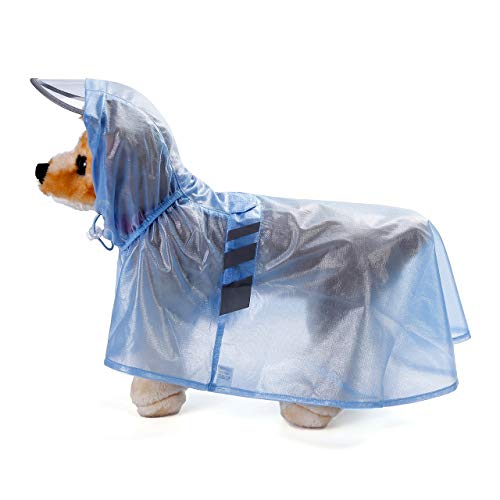 Filhome Dog Raincoat Hooded with Reflective Strip Waterproof Pet Rain Jacket Coats Poncho for Small to Large Dogs