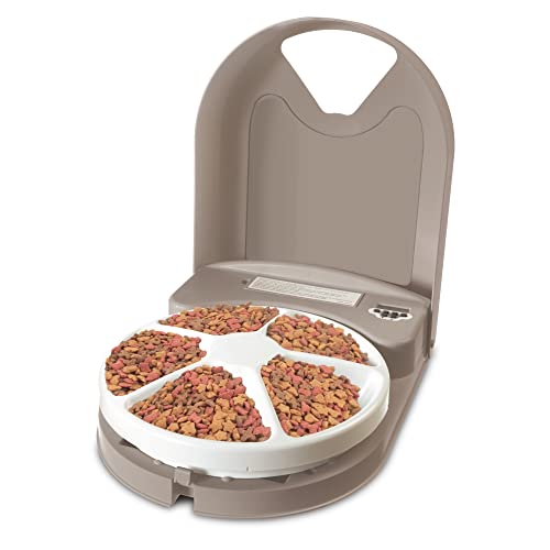 PetSafe 5 Meal Dog Food Dispenser - Storage for Up to 5 Cups of Kibble or Treats of Any Size - Tray Automatically Rotates According to User Programming to Deliver Pre-Planned Meals at Precise Times