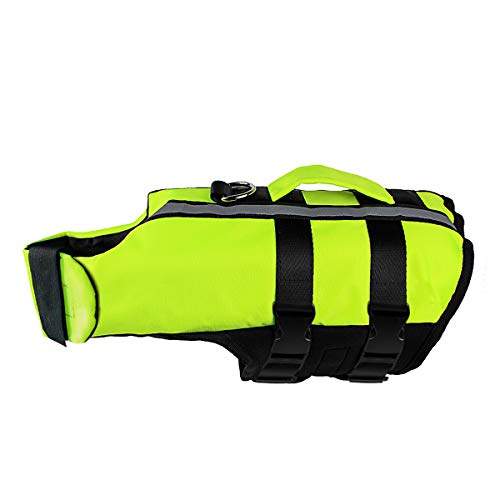 PETLESO Dog Life Jacket, Dog Life Vest Inflatable Adjustable for Swimming Surfing Boating, Green S
