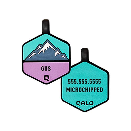 QALO Customized Pet ID Tag, Durable Personalized Dog & Cat Name Tag, Custom Engraved Silicone ID Dog Tags and Cat Tags, Jingle-Free & Lightweight, Bloom Mountain