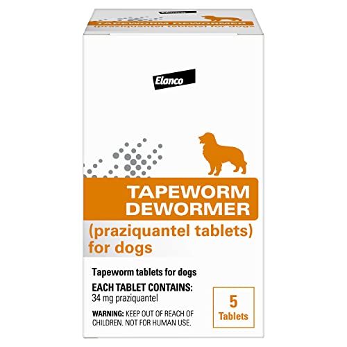 Elanco Tapeworm Dewormer (praziquantel tablets) for Dogs, 5 Count (Pack of 1) Praziquantel Tablets for Dogs and Puppies 4 Weeks and Older
