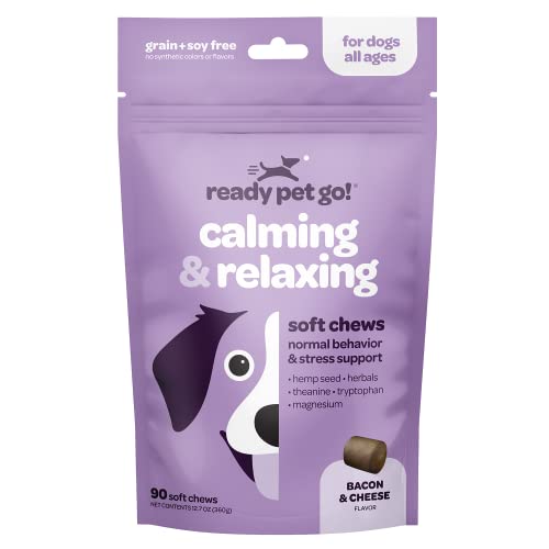 Ready Pet Go! Calming & Relaxing Chews Anti Anxiety Dog Treats | Composure Chews for Dogs | Relieves Stress by Separation, Fireworks, Noise, Thunder & Barking | 90 Chews