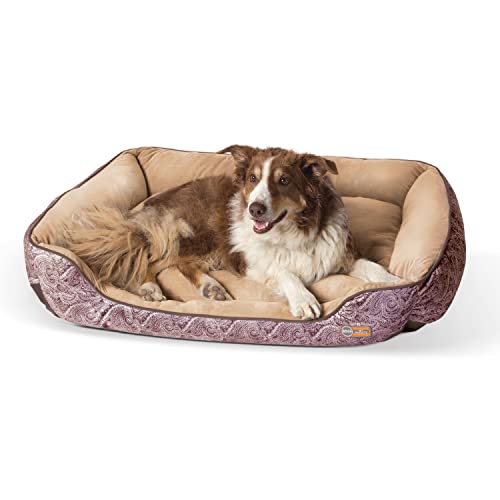 K&H Pet Products Self-Warming Lounge Sleeper Dog Bed, Large (32' x 40'), Brown Paisley
