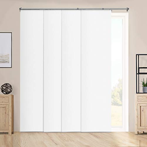 CHICOLOGY Adjustable Sliding Panels, Perfect Vertical Blinds for Large Windows, Open Spaces Plus Dividers Trimmable Length, W:46-86 x H: Up to-96 inches, Performance White (Room Darkening)