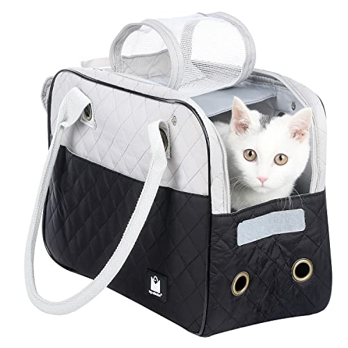 MG Collection Stylish 2 Tone Quilted Soft Sided Travel Pet Carrier Tote Hand Bag for Only Small Medium-Sized Cats Dogs Puppy