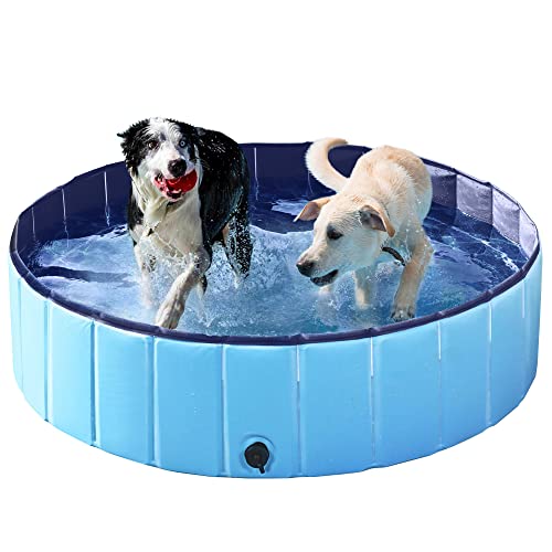 Yaheetech Foldable Hard Plastic Extra Large Dog Pet Bath Swimming Pool Collapsible Dog Pet Pools Bathing Tub Paddling Pool for Large Pets Dogs Cats, Black/Blue/Gray/Red, XXL/XL/L/M