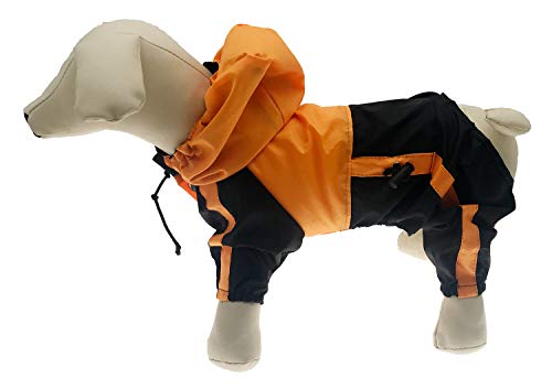 Lovelonglong Dog Hooded Raincoat, Small Dog Rain Jacket Poncho Waterproof Clothes with Hood Breathable 4 Feet Four Legs Rain Coats for Small Medium Large Pet Dogs Orange XL