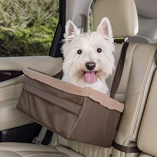 PetSafe Happy Ride Booster Seat - Dog Booster Seat for Cars, Trucks and SUVs - Easy to Adjust Strap - Durable Fleece Liner is Machine Washable and Easy to Clean - Extra Large, Brown