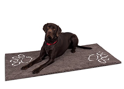 Internet's Best Chenille Dog Doormat - 60 x 30 - Absorbent Surface - Non-Skid Bottom - Protects Floors - Grey