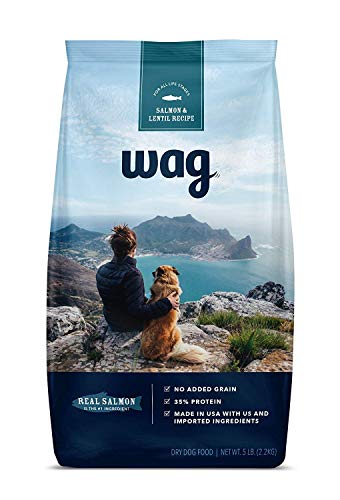 Amazon Brand - Wag High Protein Dry Dog Food Salmon and Lentil Recipe, Grain Free (5 lb. Bag)
