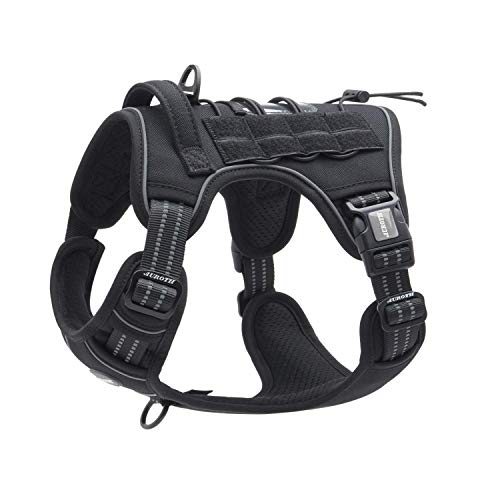 Auroth Tactical Dog Harness for Small Medium Dogs No Pull Adjustable Pet Harness Reflective K9 Working Training Easy Control Pet Vest Military Service Dog Harnesses Black S