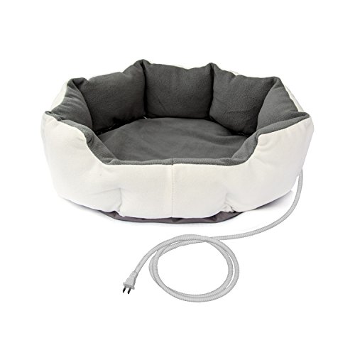 ALEKO PHBED17S Electric Thermo-Pad Heated Pet Bed for Dogs and Cats 19 x 19 x 7 Inches Gray and White - Small