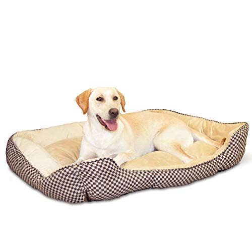 K&H Pet Products Self-Warming Lounge Sleeper Pet Bed Large Brown Square Print 32' x 40'