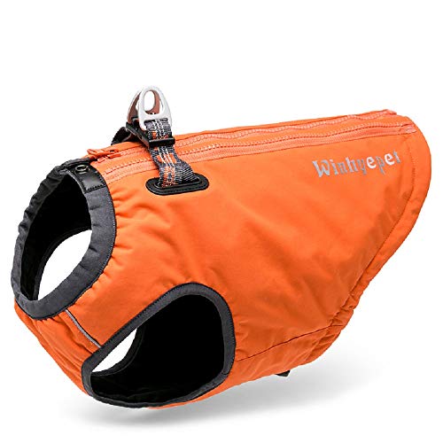 Chai's Choice - High-Performance Foul Weather Jacket - Dog Harness Vest Combination with Dupont Cordura Waterproof Fabric Keeps Your Pet Warm and Dry - for Small to Large Dogs, Orange, Small