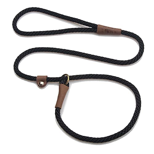 Mendota Pet Slip Leash - Dog Lead and Collar Combo - Made in The USA - Black, 3/8 in x 6 ft - for Small/Medium Breeds