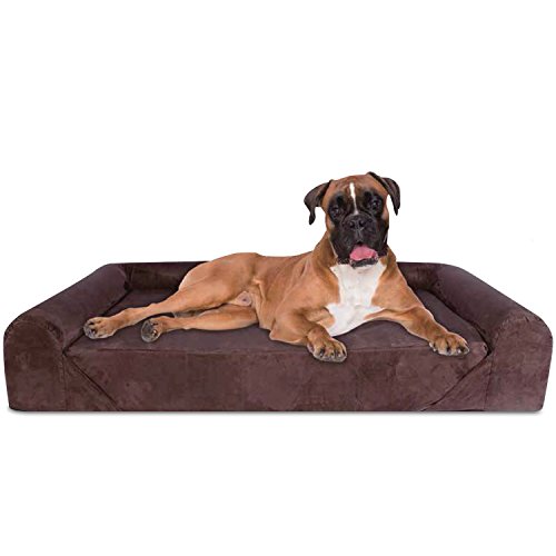 High Grade Orthopedic Memory Foam Sofa Dog Bed with Free Waterproof Liner - Jumbo XL 56' X 40' for Large Dogs - Brown