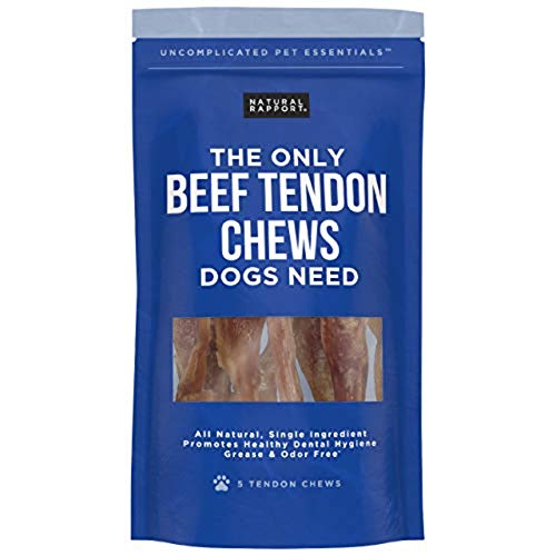 Natural Rapport Beef Tendon Dog Treats - The Only Beef Tendon Chews Dogs Need- All Natural Dog Treats for Small and Large Dogs (5 Chews)