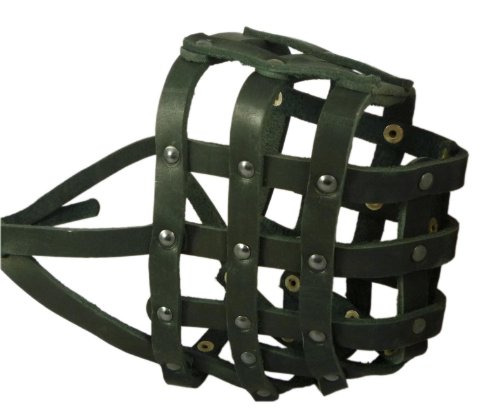 Real Leather Dog Basket Muzzle #115 Black (Circumference 18', Snout Length 4.7') Mastiff, Great Dane