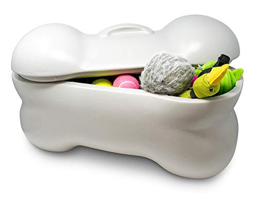 OurPets Big Bone Dog Toy, Dog Food & Dog Toy Box Storage Container (Perfect Dog Storage Bin for Toys, Dog Food, Dog Treats, Dog Toys & Dog Balls – the Ultimate Dog Storage Container & Dog Toy Basket)