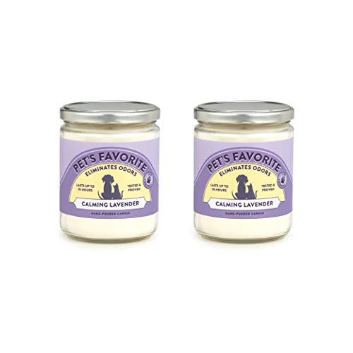 Pet's Favorite - Tested & Proven - Odor Eliminating Candle, Pet-Friendly Scented Candle, in 4 Great Fragrances – 70-Hour Burn Time, Cotton Wick (Calming Lavender, Pack of 2)