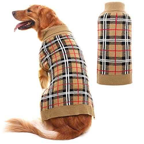 PUPTECK Classic Plaid Style Dog Sweater - Puppy Festive Winter Cloth