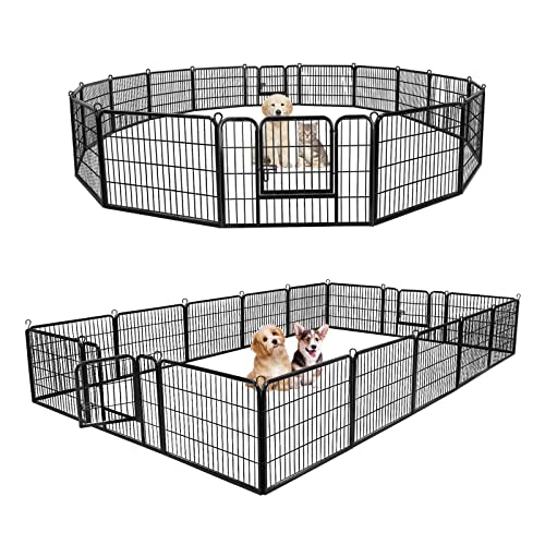 ZENY Dog Playpen 24 Inch 16 Panels, Heavy Duty Pet Dog Pen Indoor, Metal Dog Fence with Doors, Foldable Animal Outdoor Exercise Pen for Yard, RV, Camping