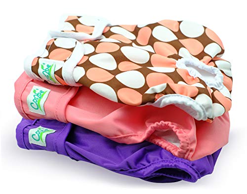 Cos2be Female Dogs Diapers Washable Reusable Wraps,Soft & Comfortable Diapers for Small to Middle Dog-Pack of 3(S)