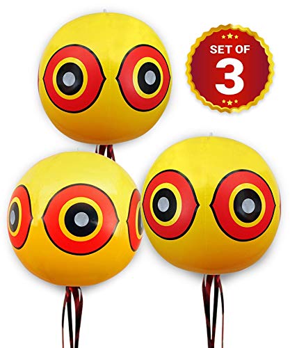 De-Bird Balloon Bird Repellent - 3-Pk - Fast and Effective Solution to Pest Problems - Scary Eye Balloons Keep Birds Away from House, Garden Crops, Swimming Pools & More