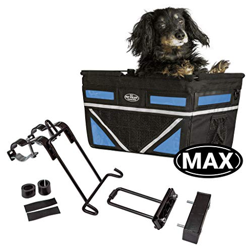 TRAVELIN K9 Pet-Pilot MAX Dog Bicycle Basket Carrier | 8 Color Options for Your Bike (Neon Blue)