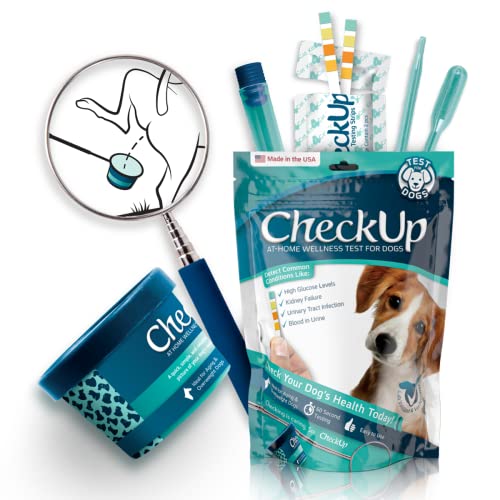 CheckUp Kit at Home Wellness Test for Dogs | Telescopic Pole & Detachable Cup for Urine Collection and Testing Strips for Detection of Glucose, Protein, pH, and Blood in The Urine