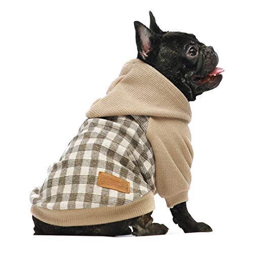 Fitwarm Knitted Pet Clothes Dog Sweater Hoodie Sweatshirts Pullover Cat Jackets Khaki Medium