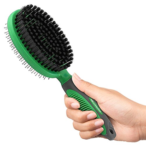 Pin and Rubber Shedding Brush for Dogs & Cats | Deshedding Brushes for Long Hair Dog or Cat | Removes Dead Undercoat Hair | Professional Grooming Tool for Small or Large Pets | Fur Remover