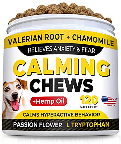 STRELLALAB Hemp Calming Treats for Dogs - 120 Soft Chews - Made in USA with Hemp Oil - Dog Anxiety Relief - Natural Separation Aid - Stress Relief - Fireworks - Storms - Aggressive Behavior - Barking
