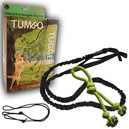 Tumbo Tugger - Dog Tree Hanging Bungee Tug Toy for Exercise - Outdoor Play Cord & Tether Tug - Tree Tugger Spring Pole Rope Dog Toy - Dog Playground for Backyard - Tugger Chew Rope Toy