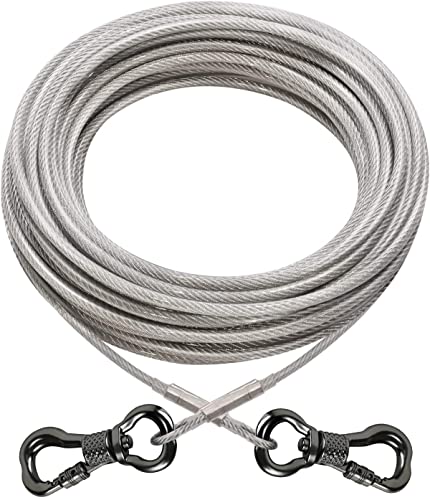 XiaZ 50 ft Dog Tie Out Run Trolley Cable, Pet Heavy Duty Reflective Dog Leash Lead Runner for Large Dogs Up to 250 Pound