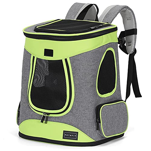 Petsfit Pet Backpack Carrier Easy-Fit Dog Travel Backpack Carrier for Hiking Walking Cycling Suitable for Small Medium Dogs Cats and Rabbits up to 22 Pounds, Green