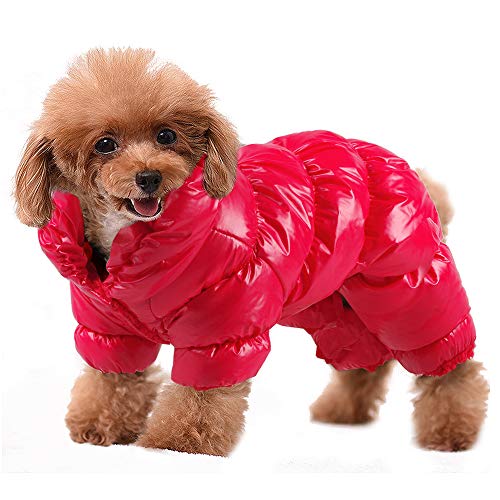 PET ARTIST Winter Puppy Dog Coats for Small Dogs,Cute Warm Fleece Padded Pet Clothes Apparel Clothing for Chihuahua Poodles French Bulldog Pomeranian Red Chest:18’’