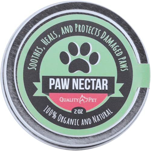 Paw Nectar Dog Paw Balm - Heals, Repairs & Restores Dry, Cracked & Damaged Paws - 100% Organic & Natural Cream Butter, Wax, Moisturizer & Protection for Dog Feet & Foot Pads - Effective & Safe - 2 Oz