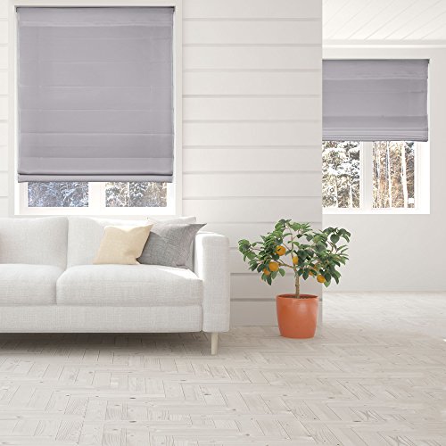 Calyx Interiors Cordless Lift Fabric Roman Shades in Size 46.5-Inch Width x 48-Inch Height Color Light Filtering Grey