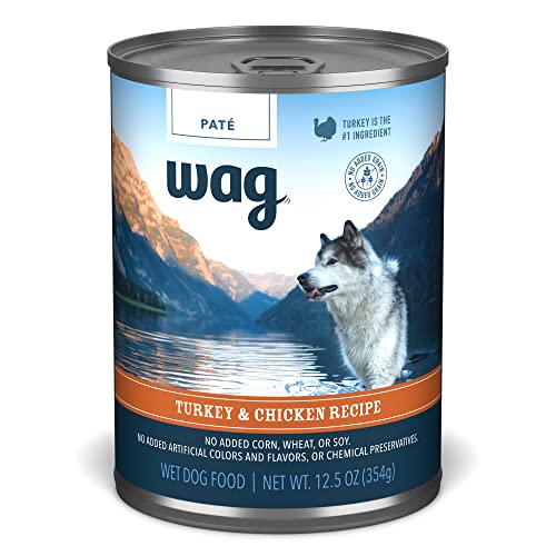 Amazon Brand - Wag Pate Canned Dog Food, Turkey & Chicken Recipe, 12.5 oz Can (Pack of 12)