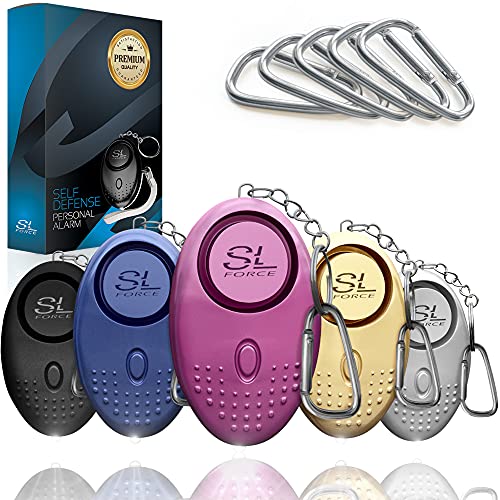 SLFORCE Personal Alarm Keychain 5 Pack Personal Alarms for Women. Includes 130dB Safe Personal Alarm for Seniors, LED, and Carabiner. Personal Alarms-Safety and Self Defense Best Safe Alarm for Women