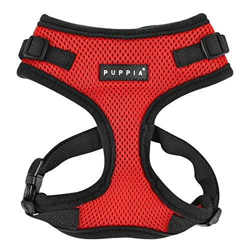 Authentic Puppia RiteFit Harness with Adjustable Neck, Red, Medium