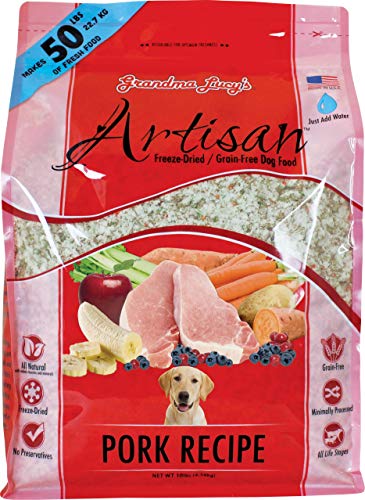 Grandma Lucy's Artisan Dog Food, Grain Free and Freeze-Dried - Artisan Pork, 10Lb Bag