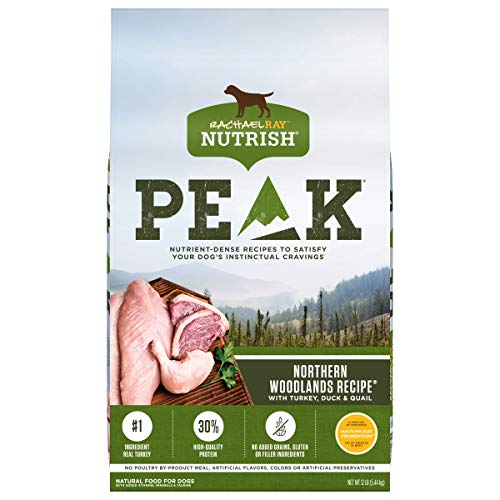 Rachael Ray Nutrish PEAK Natural Dry Dog Food, Northern Woodlands Recipe with Turkey, Duck & Quail Recipe, 12 Pounds, Grain Free (Packaging May Vary)